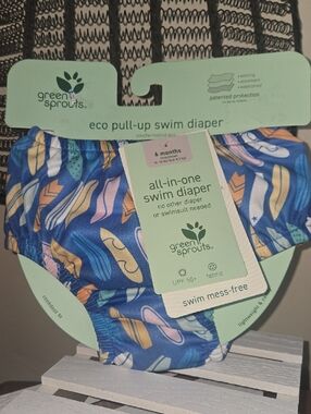 Blue Patterned All-In-One Swim Diaper